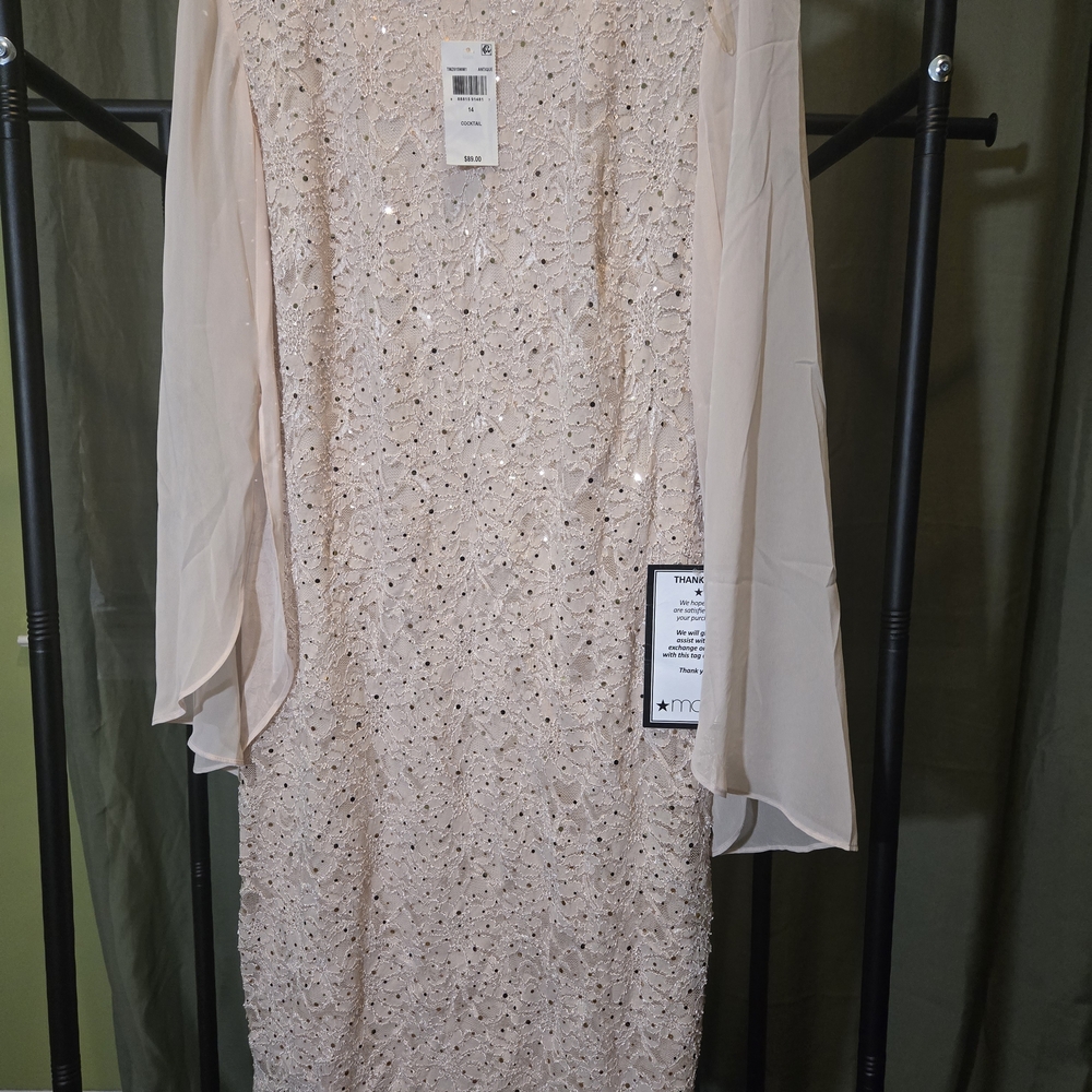 Connected Apparel Blush Sequin Midi Dress